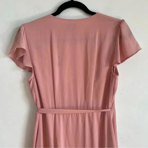 Show Me Your Mumu Pale Pink Chiffon Wrap Maxi Dress Short Sleeve Bridesmaid XS - Picture 6 of 10